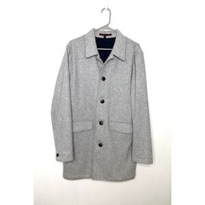 BONOBOS Men's Italian Wool Car Coat Sz M Gray Houndstooth Designer Preppy City